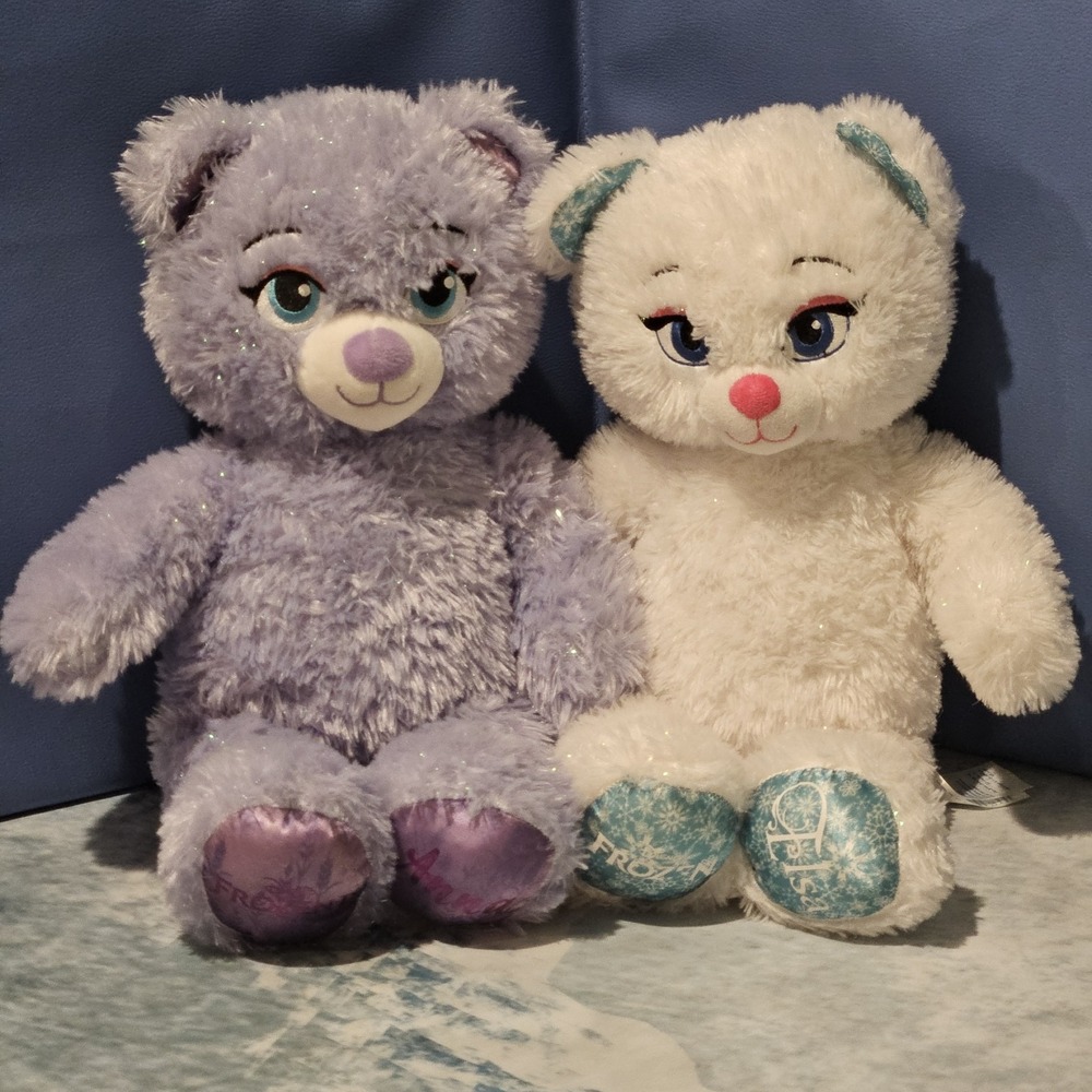 Disney Frozen Anna Elsa‎ Build A Bear Plush Teddy Bear Pair BABW
